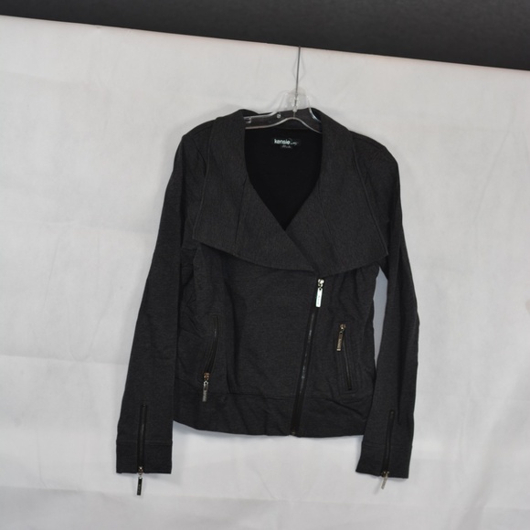 Kensie Grey Knit Bomber Style Jacket SZ L NWOT - Picture 6 of 7